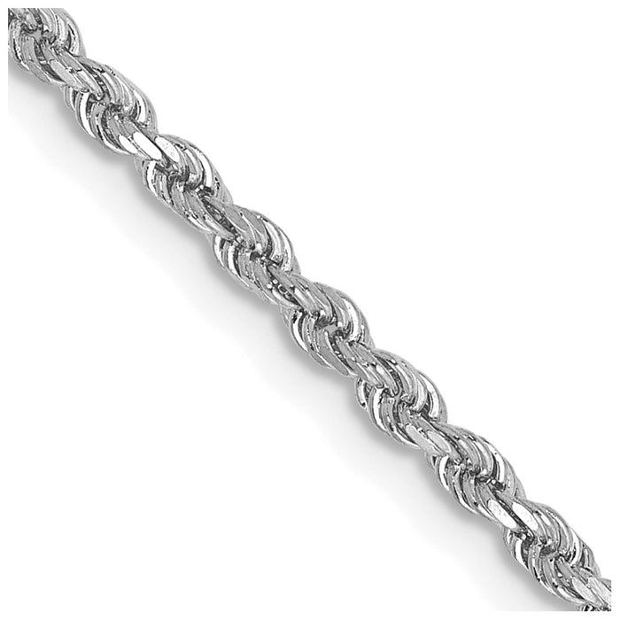 14k White Gold 2mm D/C Rope Chain