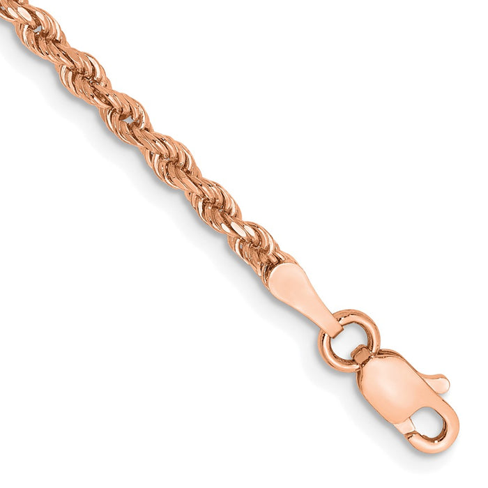 14k Rose Gold 2.25mm D/C Rope with Lobster Clasp Chain