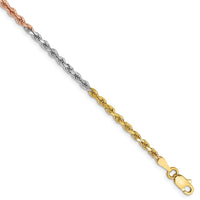 Thumbnail for 14k Tri-Color 2.5mm D/C Rope Chain