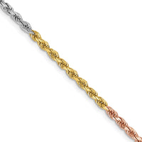 Thumbnail for 14k Tri-Color 2.5mm D/C Rope Chain