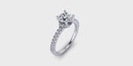 One Carat Round Center Hidden Halo Diamond Engagement Ring with Side Diamonds-Angelucci Jewelry