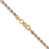 Thumbnail for 14k Tri-Color 2.9mm D/C Rope Chain