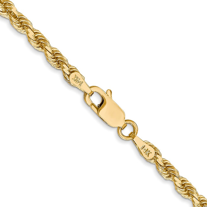 14k 3mm D/C Rope with Lobster Clasp Chain