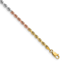 Thumbnail for 14k Tri-Color 3mm D/C Rope Chain