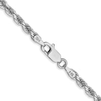 Thumbnail for 14k White Gold 3mm D/C Rope with Lobster Clasp Chain