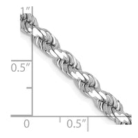 Thumbnail for 14k White Gold 4.5mm D/C Rope with Lobster Clasp Chain
