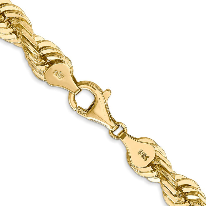 14K 7mm  D/C Rope with Fancy Lobster Clasp Chain