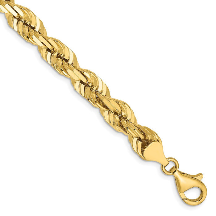 14K 7mm  D/C Rope with Fancy Lobster Clasp Chain