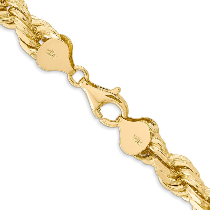 14K 8mm  D/C Rope with Fancy Lobster Clasp Chain