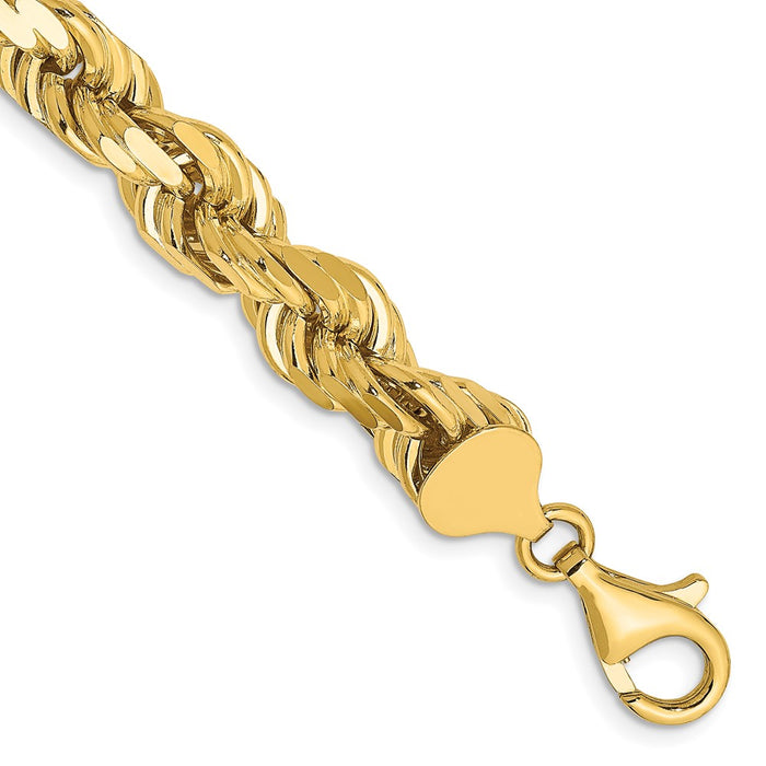 14K 8mm  D/C Rope with Fancy Lobster Clasp Chain