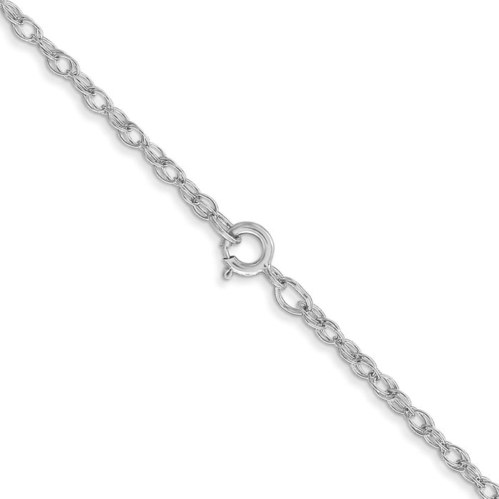 14K White Gold 1.35mm Carded Cable Rope Chain