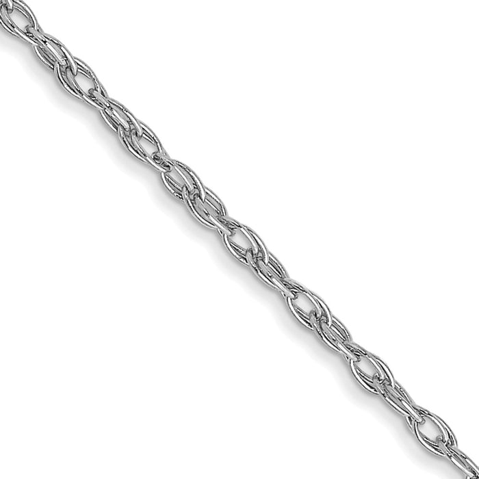 14K White Gold 1.35mm Carded Cable Rope Chain