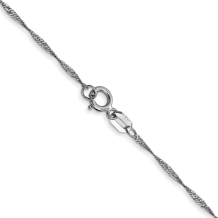 14k White Gold 1mm Carded Singapore Chain