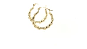 10k Yellow Gold Branch Motif Hoop Earrings