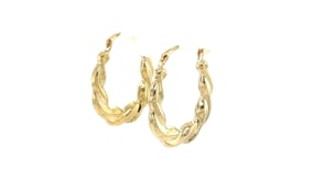 10k Yellow Gold Oval Twist Hoop Earrings