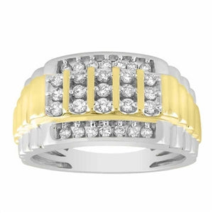 MEN'S RING 1/2 CT ROUND DIAMOND 10K TT WHITE & YELLOW GOLD