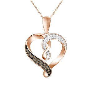 LADIES PENDANT 1/10 CT WHITE/CHOCOLATE ROUND DIAMOND 10K ROSE GOLD (CHAIN NOT INCLUDED)