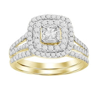 Thumbnail for LADIES BRIDAL RING SET 1 CT ROUND/PRINCESS DIAMOND 14K YELLOW GOLD