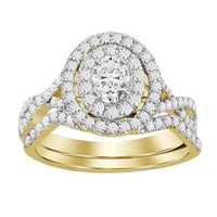 Thumbnail for LADIES BRIDAL RING SET 1 CT ROUND/OVAL DIAMOND 14K YELLOW GOLD