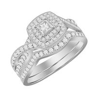 Thumbnail for LADIES BRIDAL RING SET 3/4 CT ROUND/PRINCESS DIAMOND 14K WHITE GOLD