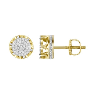 MEN'S EARRINGS 1/6 CT ROUND DIAMOND 10K YELLOW GOLD