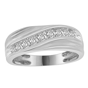 MEN'S BAND 1/2 CT ROUND DIAMOND 10K WHITE GOLD
