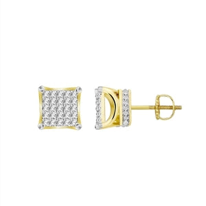 MEN'S EARRING 1/6 CT ROUND DIAMOND 10K YELLOW GOLD