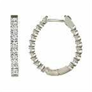 LADIES HOOPS 3 CT ROUND DIAMOND 10K WHITE GOLD