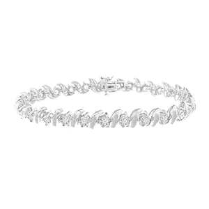 LADIES BRACELET 3 CT ROUND/BAGUETTE  DIAMOND 10K WHITE GOLD