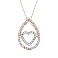 Thumbnail for LADIES PENDANT 1/5 CT ROUND DIAMOND 10K WHITE & ROSE GOLD  (CHAIN NOT INCLUDED)