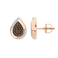 Thumbnail for LADIES EARRING 1/4 CT WHITE/CHOCOLATE ROUND DIAMOND 10K ROSE GOLD
