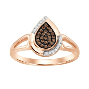 LADIES RING 1/6 CT WHITE/CHOCOLATE ROUND DIAMOND 10K ROSE GOLD