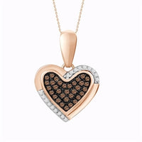 Thumbnail for LADIES PENDANT 1/6 CT WHITE/CHOCOLATE ROUND DIAMOND 10K ROSE GOLD (CHAIN NOT INCLUDED)