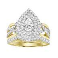 Thumbnail for LADIES BRIDAL RING SET 1 CT ROUND/PEAR DIAMOND 14K WHITE GOLD