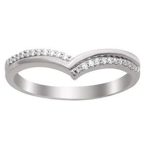 LADIES STACKABLE  BAND 1/15 CT ROUND DIAMOND 10K WHITE GOLD