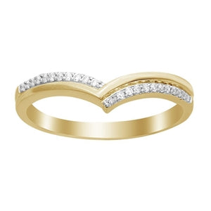 LADIES STACKABLE  BAND 1/15 CT ROUND DIAMOND 10K YELLOW GOLD