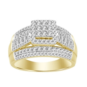 LADIES RING 1 CT ROUND DIAMOND 10K YELLOW GOLD