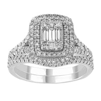 Thumbnail for LADIES BRIDAL RING SET 1 CT ROUND/BAGUETTE DIAMOND 14K ROSE GOLD
