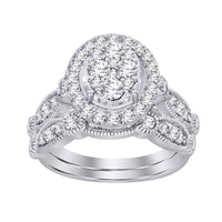 Thumbnail for LADIES BRIDAL RING SET 1 1/2 CT ROUND DIAMOND 14K WHITE GOLD