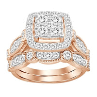 Thumbnail for LADIES BRIDAL RING SET 1 1/2 CT ROUND DIAMOND 14K ROSE GOLD