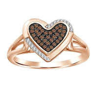 Thumbnail for LADIES RING 1/6 CT WHITE/CHOCOLATE ROUND DIAMOND SILVER ROSE PLATED