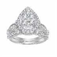 Thumbnail for LADIES BRIDAL RING SET 1 CT ROUND DIAMOND 14K WHITE GOLD