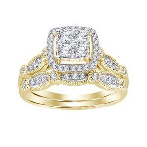 LADIES RING 1 CT ROUND DIAMOND 14K YELLOW GOLD