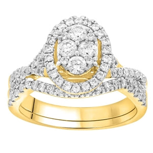 LADIES BRIDAL RING SET 1/2 CT ROUND DIAMOND 10K YELLOW GOLD