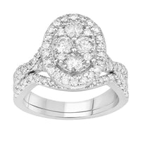Thumbnail for LADIES BRIDAL RING SET 1 1/2 CT ROUND DIAMOND 14K WHITE GOLD