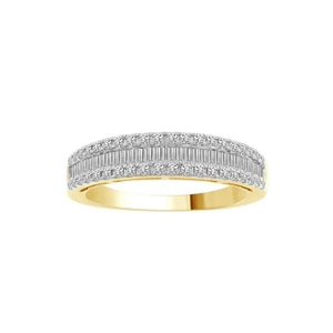 LADIES BAND 1/2 CT ROUND/BAGUETTE DIAMOND 10K YELLOW GOLD