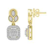 Thumbnail for LADIES EARRINGS 1/2 CT ROUND/BAGUETTE DIAMOND 14K YELLOW GOLD