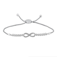 Thumbnail for LADIES INFINITY BOLO BRACELET 1/10 CT ROUND DIAMOND SILVER WHITE