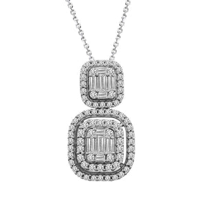 LADIES PENDANT 1/2 CT ROUND/BAGUETTE DIAMOND 14K WHITE GOLD (CHAIN NOT INCLUDED)