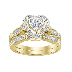 LADIES BRIDAL RING 1/2 CT ROUND DIAMOND 10K WHITE GOLD